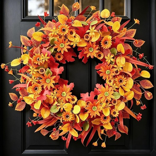 Autumn wreath for front door - autumn,