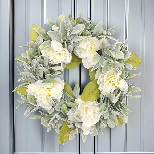 Artificial peony wreath - artificial, 18"