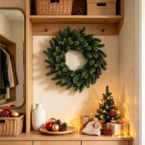 Christmas wreath plain green - plain,
