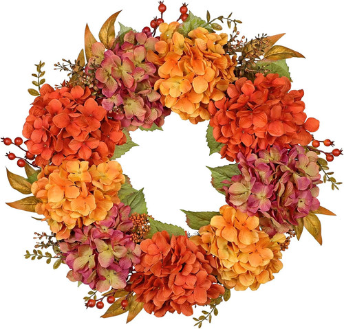 61cm autumn wreath hydrangea - autumn, wreath,