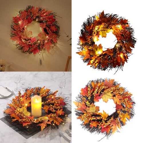45cm fall wreath with led - fall,