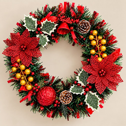 Christmas wreath green and - and, red