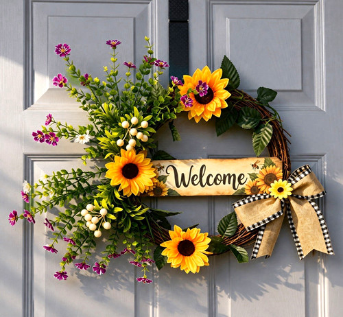 Welcome door wreath - welcome, artificial