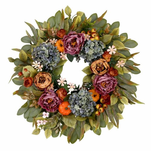 Hydrangea peony fall wreath - fall,