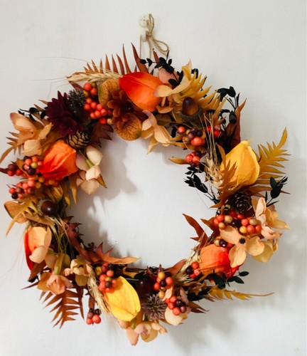 Autumn wreath for door - 12”,