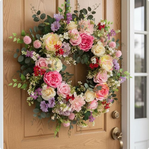 Peony tulip blossom wreath - peony,