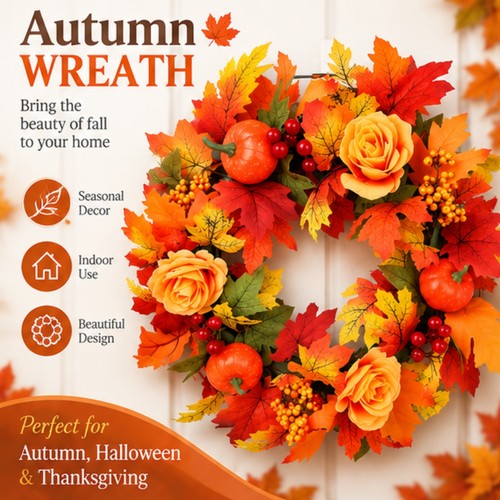 Autumn wreath for front door - wreath,