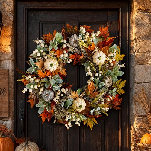Autumn wreath for front door - wreath,